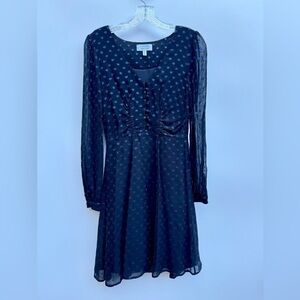 & Other Stories LA Atelier Black Metallic Blue Polka Dot Long Sleeve Dress 4
